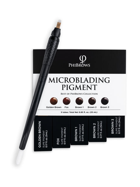 PhiBrows Microblading Pigment Collection SUPE + PhiBlade Disposable Tool 18 U Ecc 0.18 20pcs