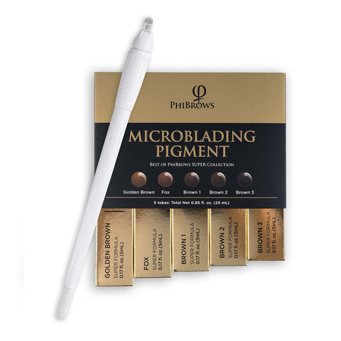 PhiBrows Microblading Pigment Collection SUPER + Disposable Tool with U24 Nano Blade 20pcs