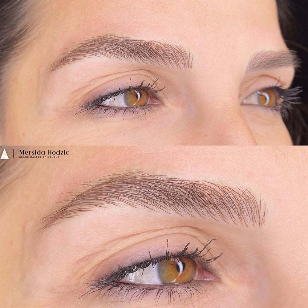 antes y después de un tratamiento de cejas con phi super pigment en tono brown 2 antes y después de un tratamiento de cejas con phi super pigment en tono brown 2